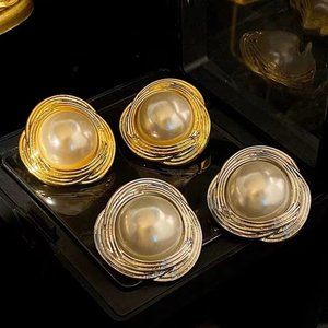 Bird's Nest niche design high-grade sense of large pearl earrings